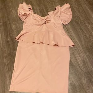 Ruffle sleeve peplum dress